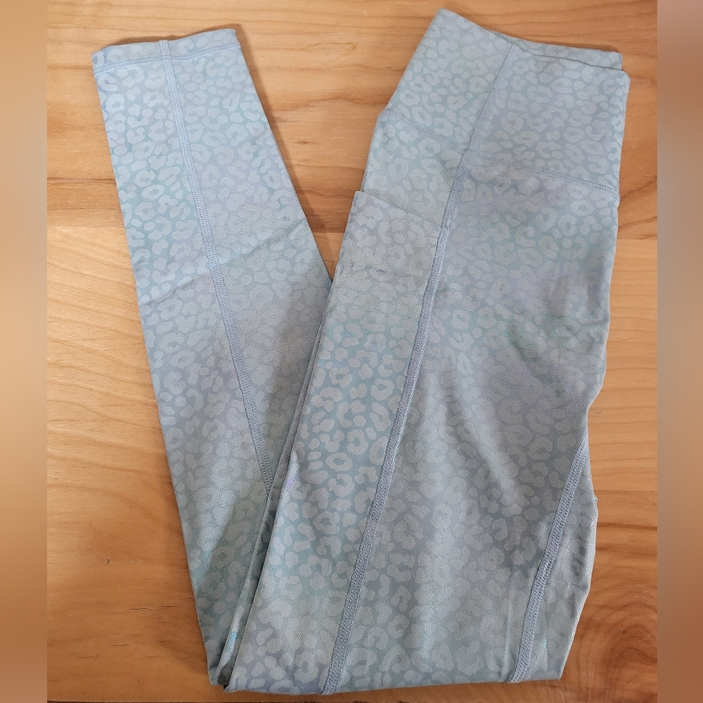 Til You Collapse Iridiscent Blue Cheetah Print Leggings with Pockets
